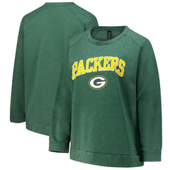 NFL Green Bay Packers Profile Women's Plus Size Acid Wash Raglan Sweatshirt