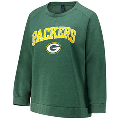 NFL Green Bay Packers Profile Women's Plus Size Acid Wash Raglan Sweatshirt