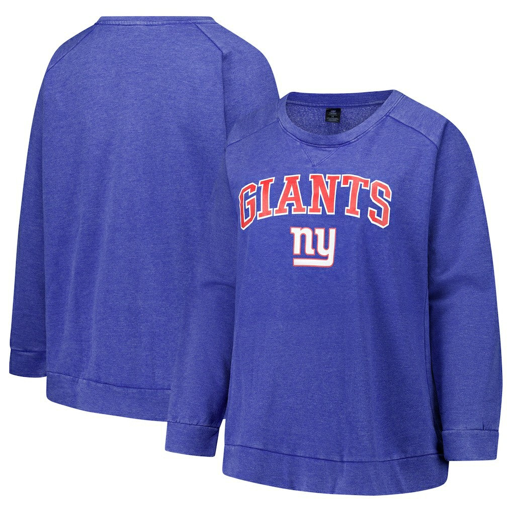 NFL New York Giants Profile Women's Plus Size Acid Wash Raglan Sweatshirt