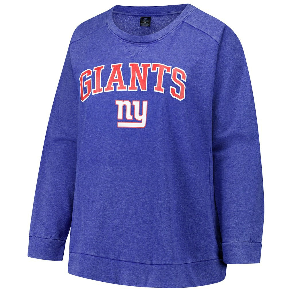 NFL New York Giants Profile Women's Plus Size Acid Wash Raglan Sweatshirt