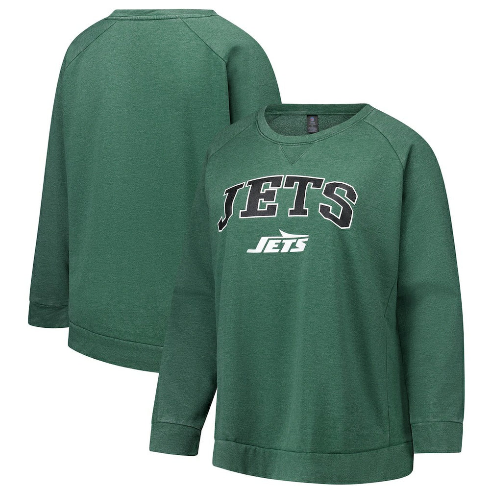 NFL New York Jets Profile Women's Plus Size Acid Wash Raglan Sweatshirt