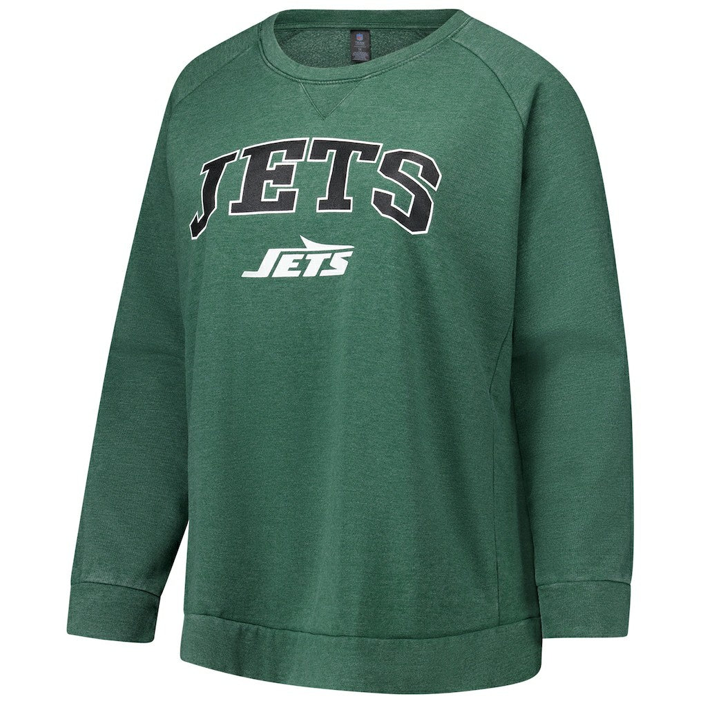 NFL New York Jets Profile Women's Plus Size Acid Wash Raglan Sweatshirt