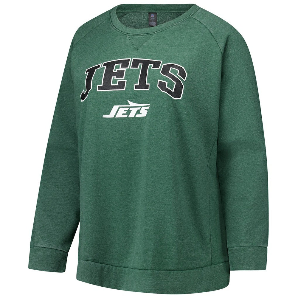 NFL New York Jets Profile Women's Plus Size Acid Wash Raglan Sweatshirt