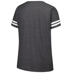 NFL New York Jets Women's Plus Size Logo Striped Raglan Notch Neck T-Shirt