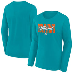 NFL Miami Dolphins Women's Long Sleeve Scoop Neck T-Shirt