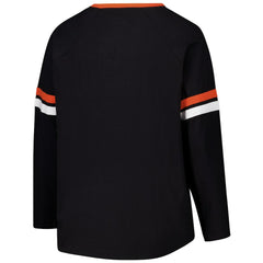 NFL Cincinnati Bengals Women's Plus Size Won & Done Lace-Up V-Neck Long Sleeve T-Shirt