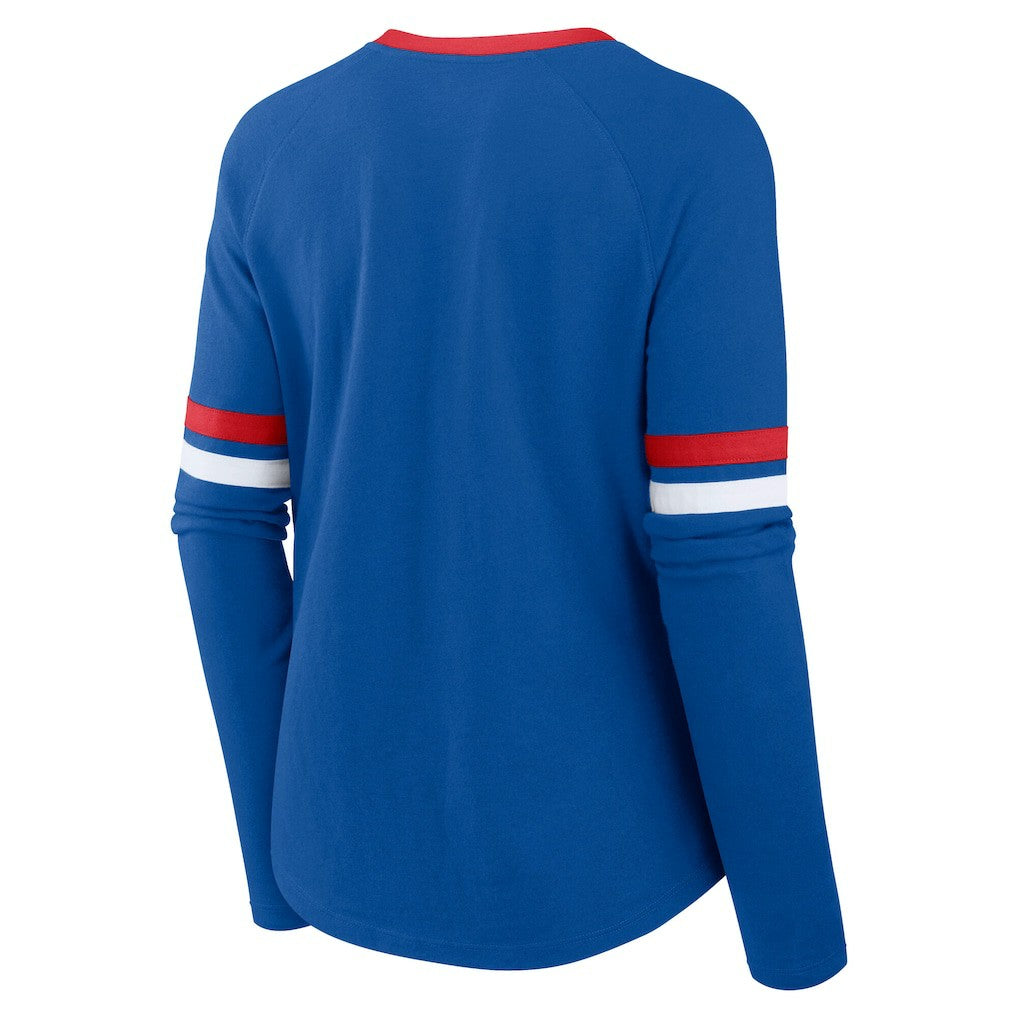 NFL Buffalo Bills Women's Plus Size Won & Done Lace-Up V-Neck Long Sleeve T-Shirt
