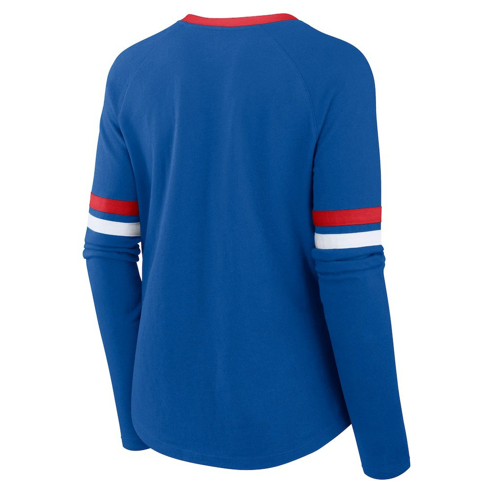 NFL Buffalo Bills Women's Plus Size Won & Done Lace-Up V-Neck Long Sleeve T-Shirt