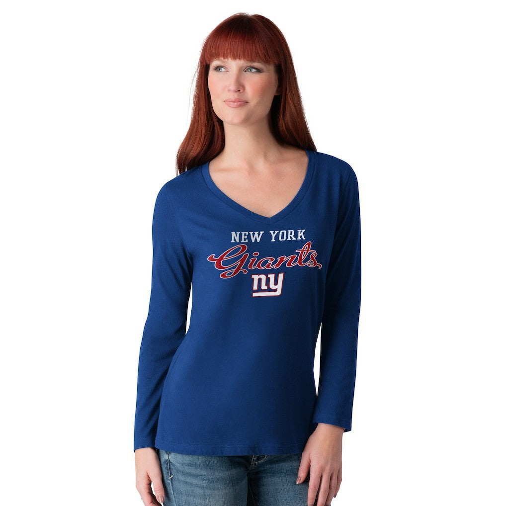 NFL New York Giants G-III 4Her by Carl Banks Women's Post Season Long Sleeve V-Neck T-Shirt