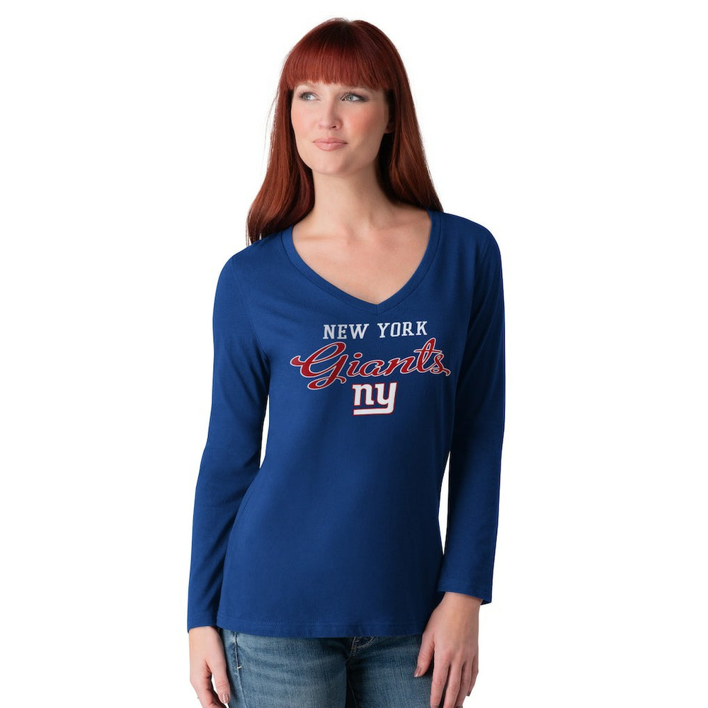 NFL New York Giants G-III 4Her by Carl Banks Women's Post Season Long Sleeve V-Neck T-Shirt