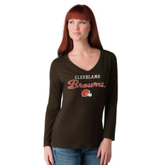 NFL Cleveland Browns G-III 4Her by Carl Banks Women's Post Season Long Sleeve V-Neck T-Shirt