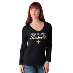 NFL New Orleans Saints G-III 4Her by Carl Banks Women's Post Season Long Sleeve V-Neck T-Shirt