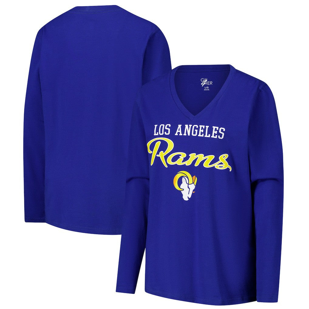 NFL Los Angeles Rams G-III 4Her by Carl Banks Women's Post Season Long Sleeve V-Neck T-Shirt