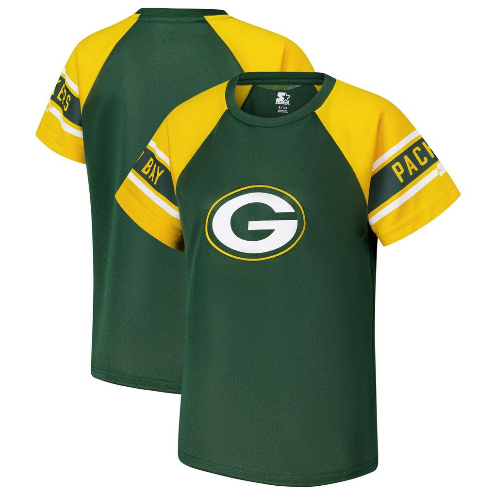 NFL Green Bay Packers Starter Women's 1st Rounder Color Block Raglan Top