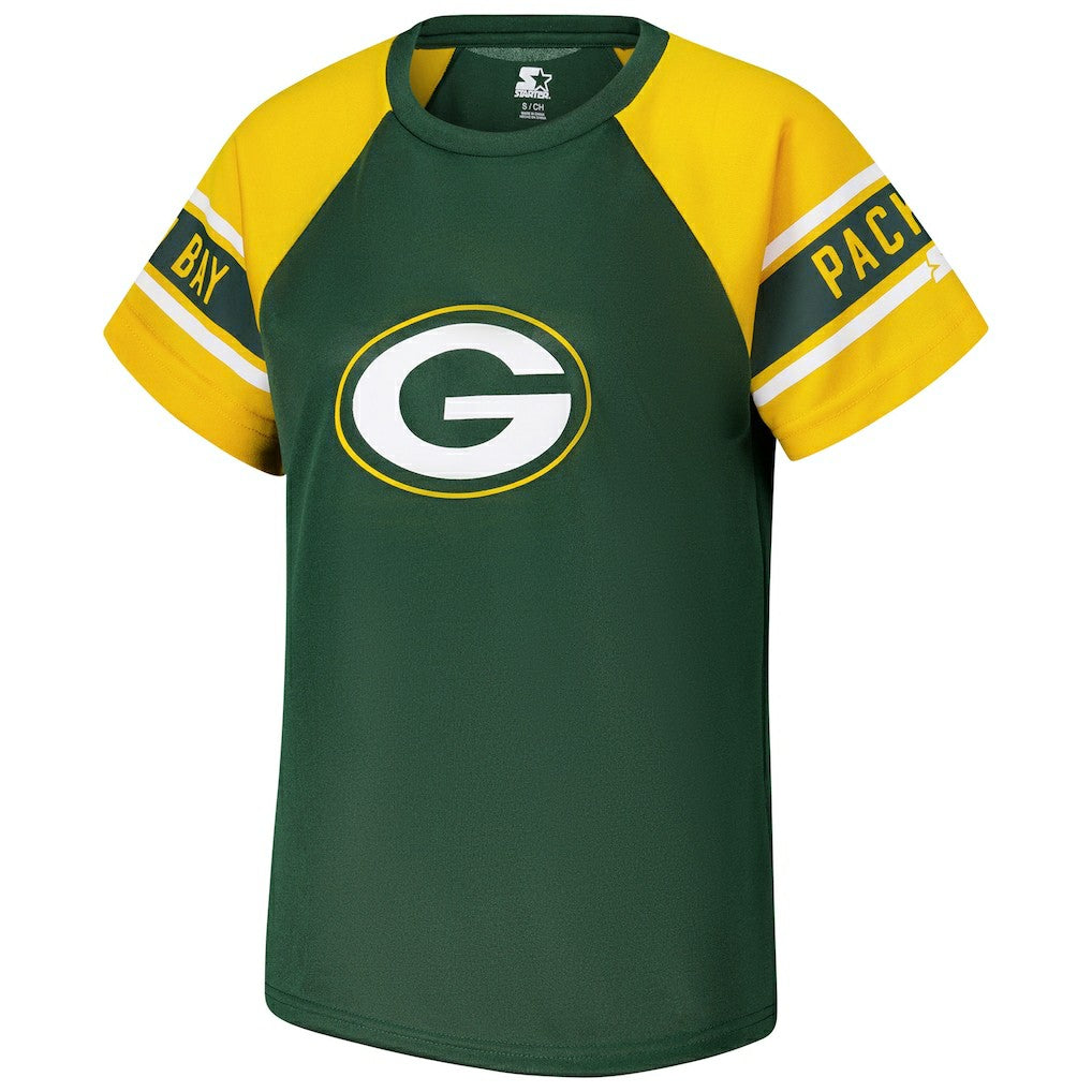NFL Green Bay Packers Starter Women's 1st Rounder Color Block Raglan Top