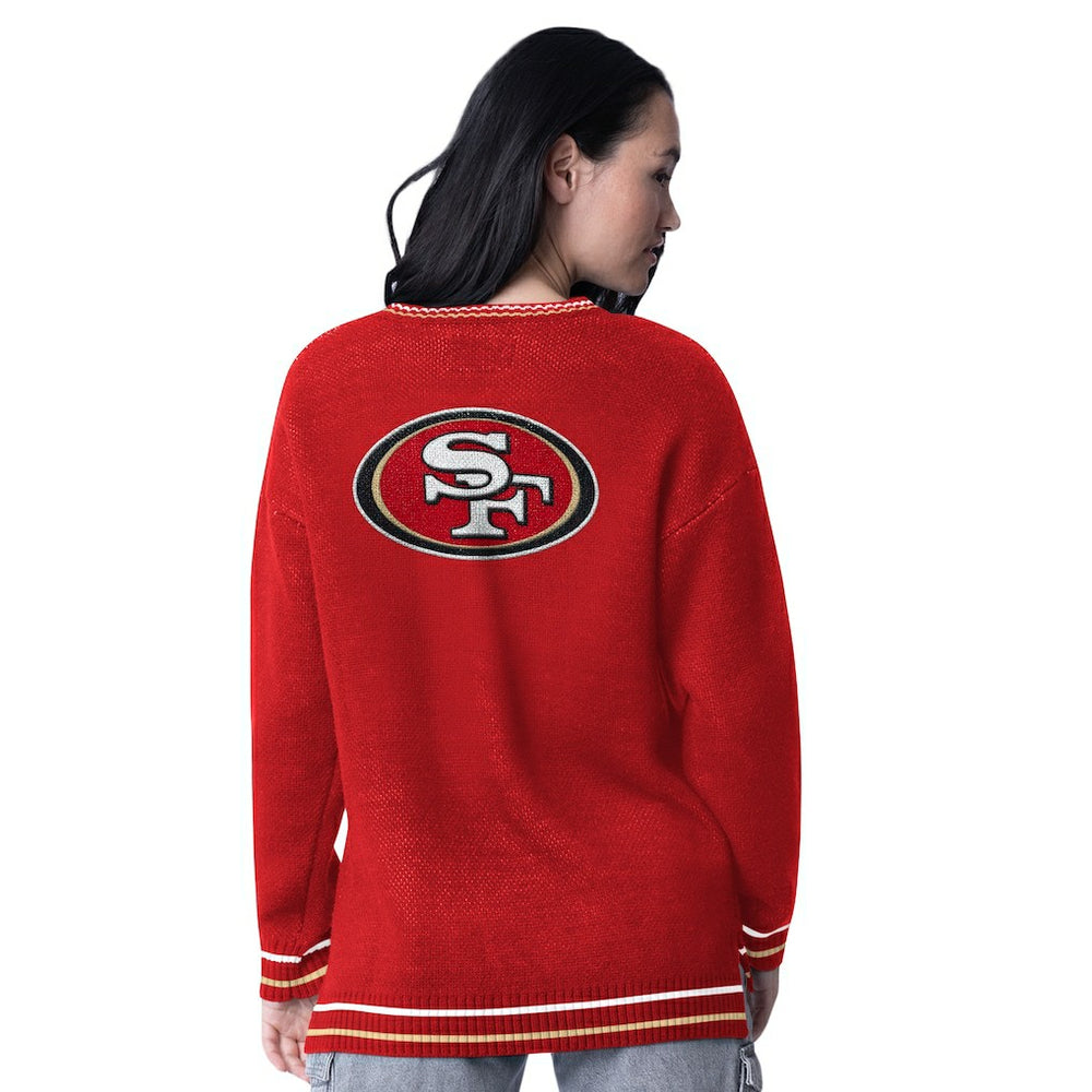 NFL San Francisco 49ers Starter Women's Oversized On the Ball Intarsia Knit Pullover Sweater