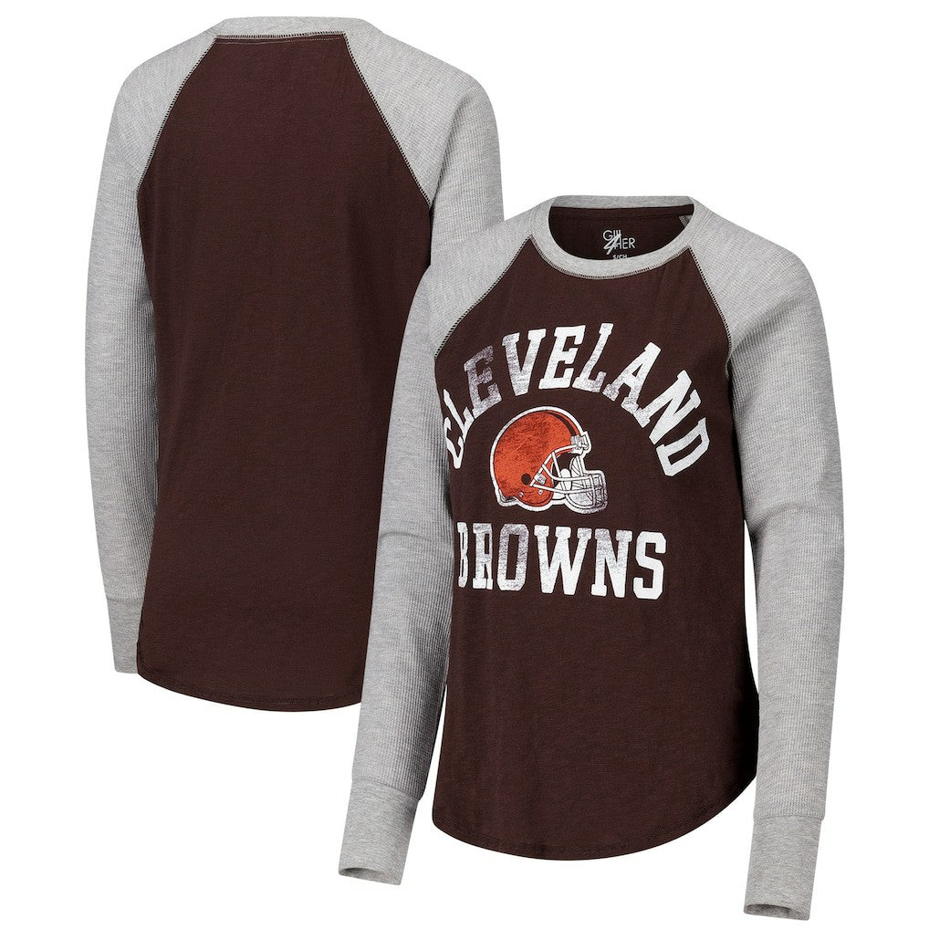 NFL Cleveland Browns G-III 4Her by Carl Banks Women's Waffle Knit Raglan Long Sleeve T-Shirt