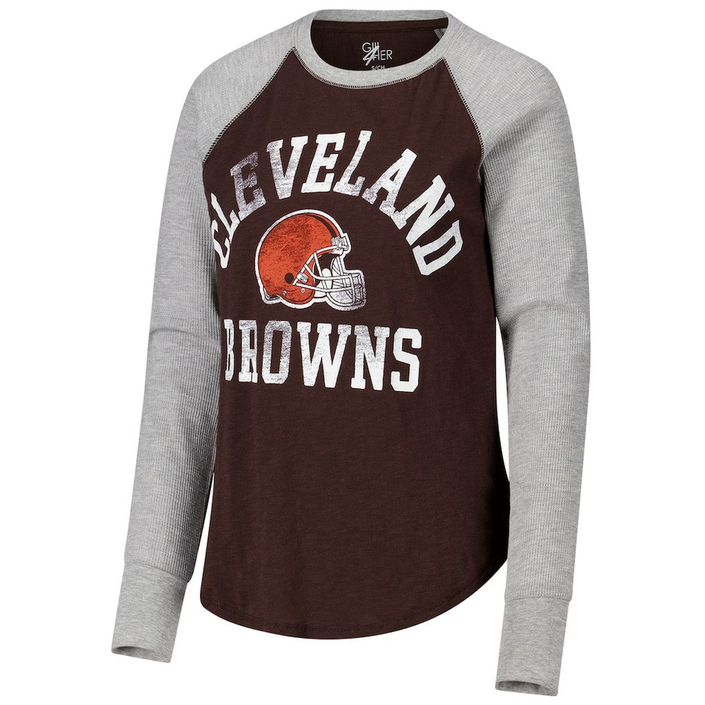 NFL Cleveland Browns G-III 4Her by Carl Banks Women's Waffle Knit Raglan Long Sleeve T-Shirt