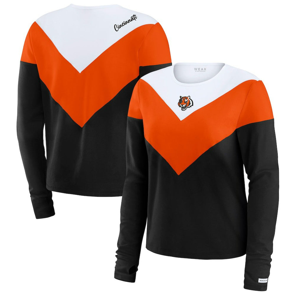 NFL Cincinnati Bengals WEAR by Erin Andrews Women's Plus Size Chevron Tri-Blend Long Sleeve T-Shirt