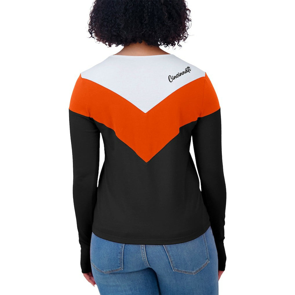 NFL Cincinnati Bengals WEAR by Erin Andrews Women's Plus Size Chevron Tri-Blend Long Sleeve T-Shirt