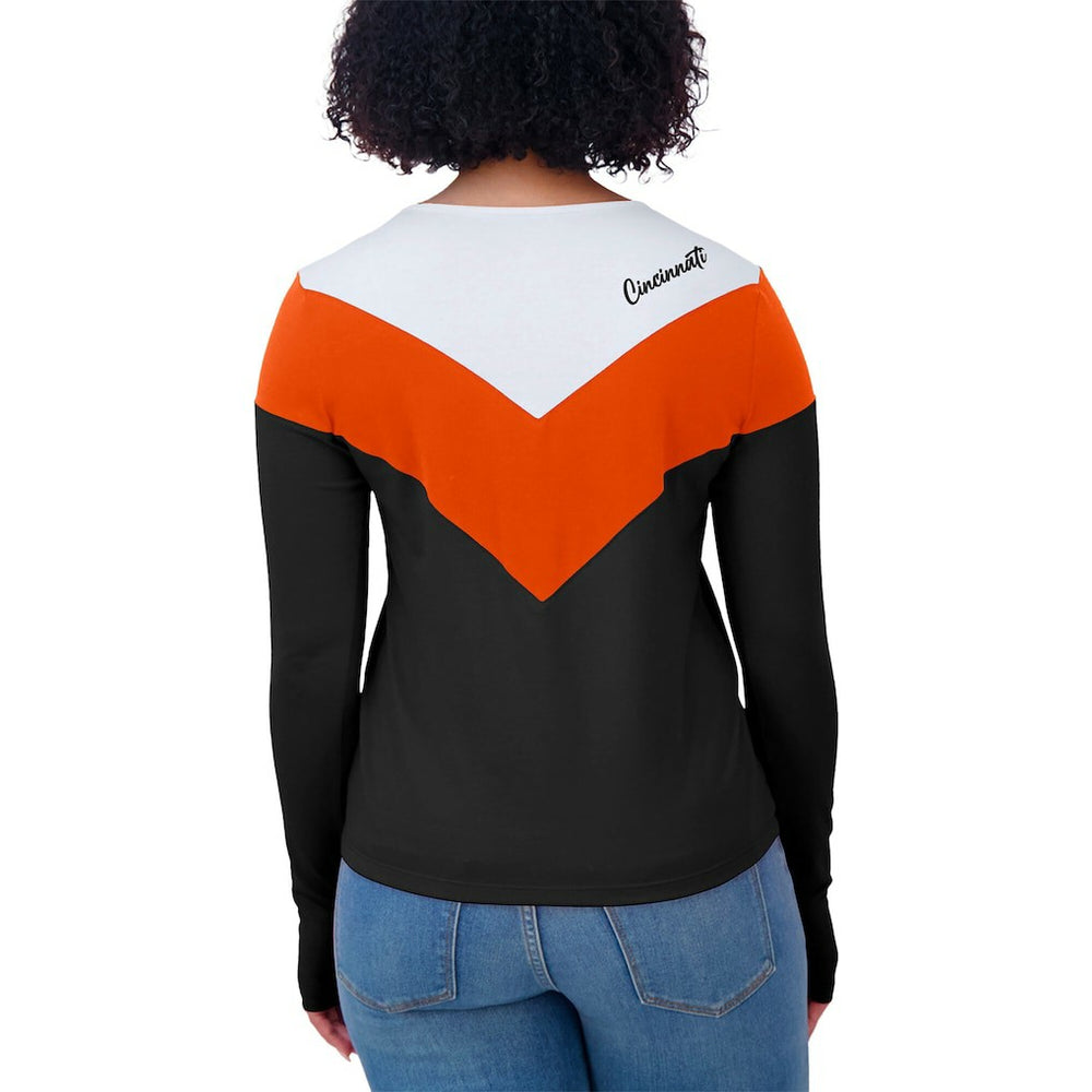 NFL Cincinnati Bengals WEAR by Erin Andrews Women's Plus Size Chevron Tri-Blend Long Sleeve T-Shirt