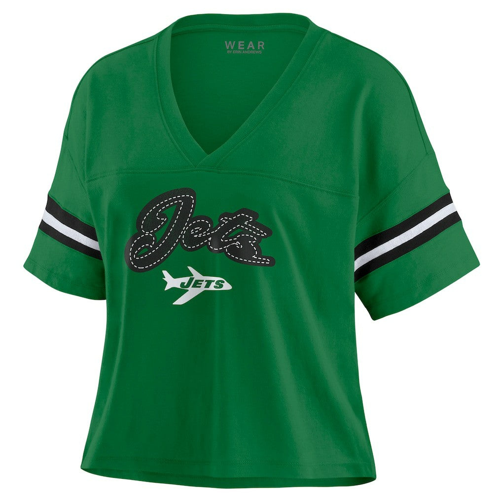 NFL New York Jets WEAR by Erin Andrews Women's Color Block Boxy V-Neck T-Shirt
