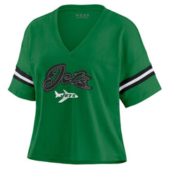 NFL New York Jets WEAR by Erin Andrews Women's Color Block Boxy V-Neck T-Shirt