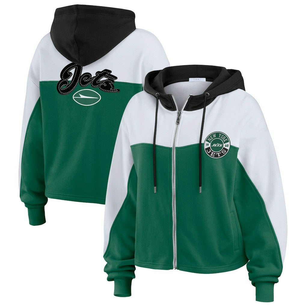 NFL New York Jets WEAR by Erin Andrews Women's Color Block Full-Zip Hoodie