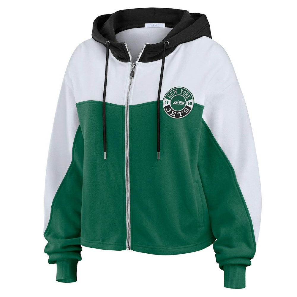NFL New York Jets WEAR by Erin Andrews Women's Color Block Full-Zip Hoodie