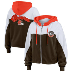 NFL Cleveland Browns WEAR by Erin Andrews Women's Plus Size Color Block Full-Zip Hoodie
