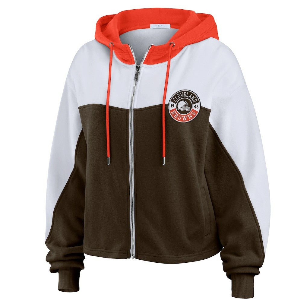 NFL Cleveland Browns WEAR by Erin Andrews Women's Plus Size Color Block Full-Zip Hoodie