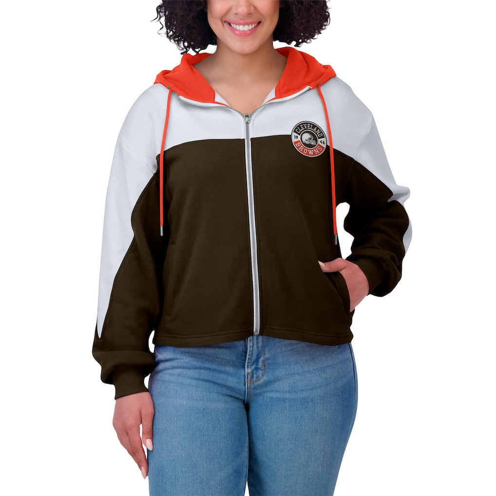 NFL Cleveland Browns WEAR by Erin Andrews Women's Plus Size Color Block Full-Zip Hoodie
