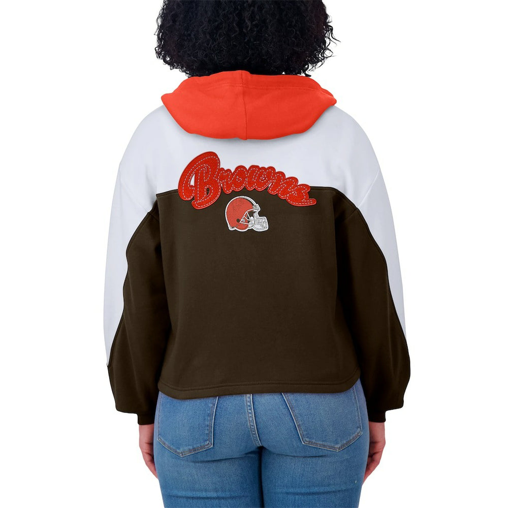 NFL Cleveland Browns WEAR by Erin Andrews Women's Plus Size Color Block Full-Zip Hoodie