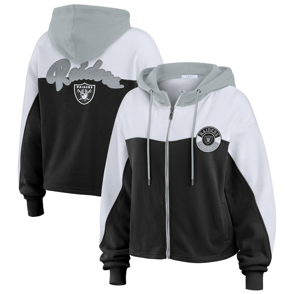 NFL Las Vegas Raiders WEAR by Erin Andrews Women's Plus Size Color Block Full-Zip Hoodie