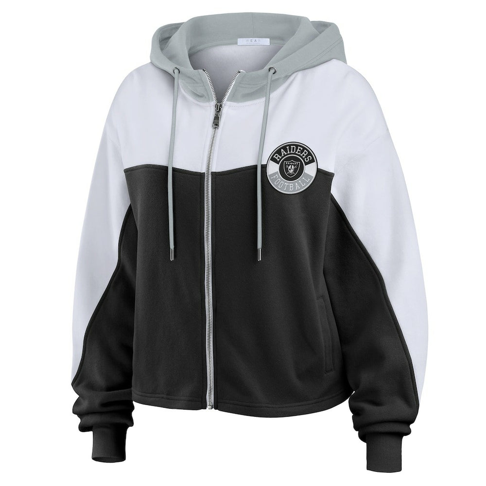 NFL Las Vegas Raiders WEAR by Erin Andrews Women's Plus Size Color Block Full-Zip Hoodie