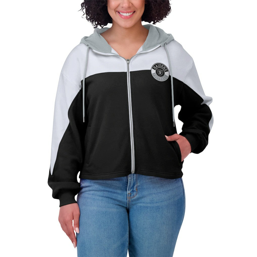 NFL Las Vegas Raiders WEAR by Erin Andrews Women's Plus Size Color Block Full-Zip Hoodie