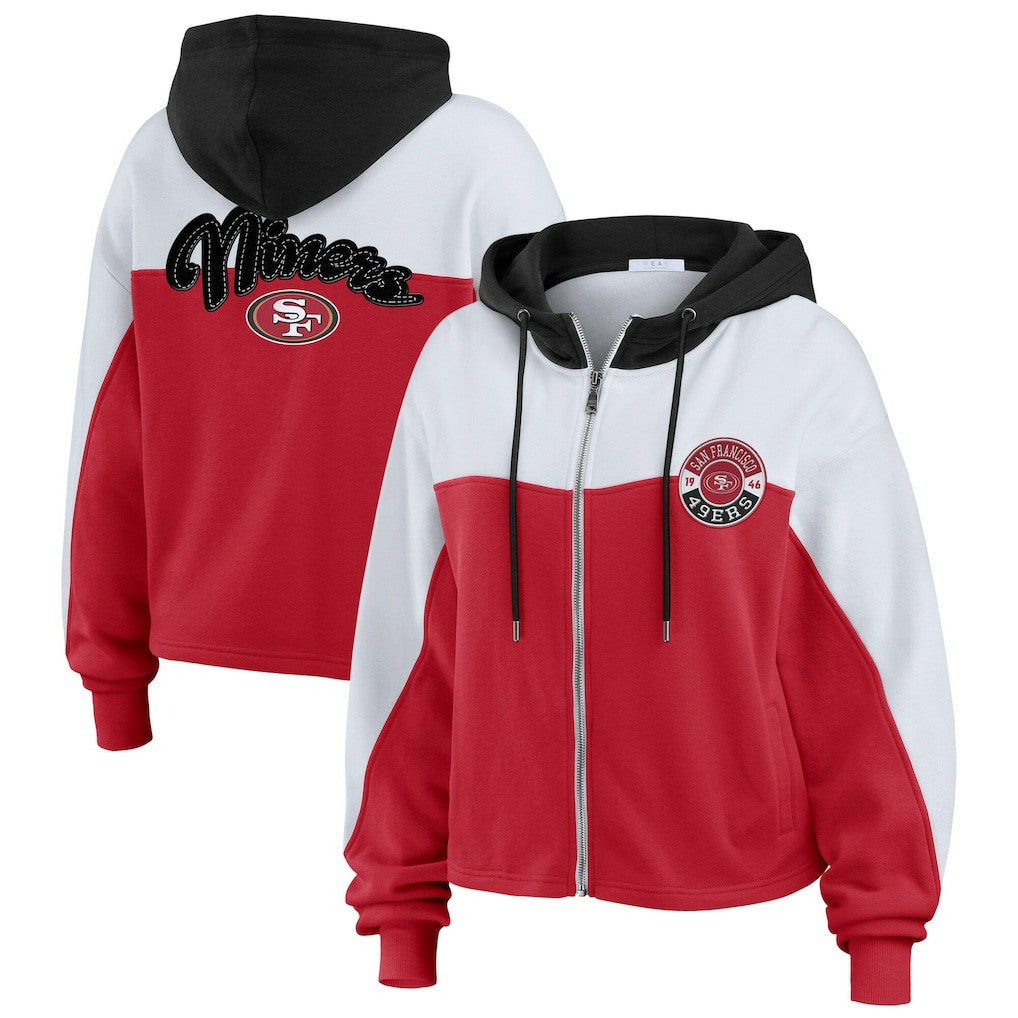 NFL San Francisco 49ers WEAR by Erin Andrews Women's Plus Size Color Block Full-Zip Hoodie