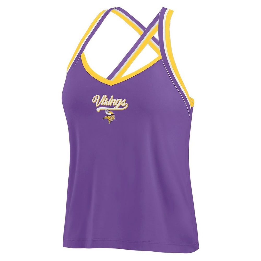 NFL Minnesota Vikings WEAR by Erin Andrews Women's Cross Strap Tri-Blend Tank Top