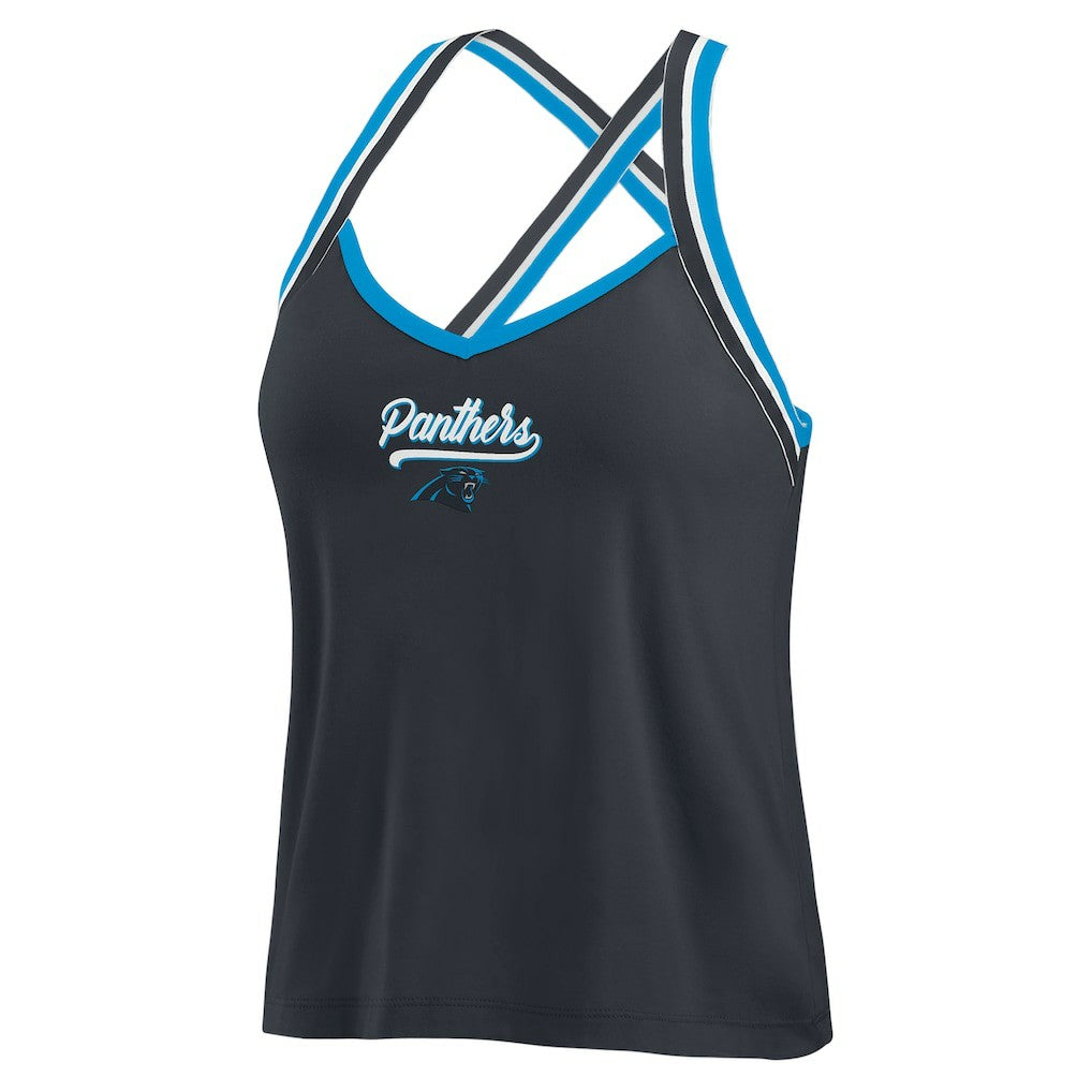NFL Carolina Panthers WEAR by Erin Andrews Women's Cross Strap Tri-Blend Tank Top