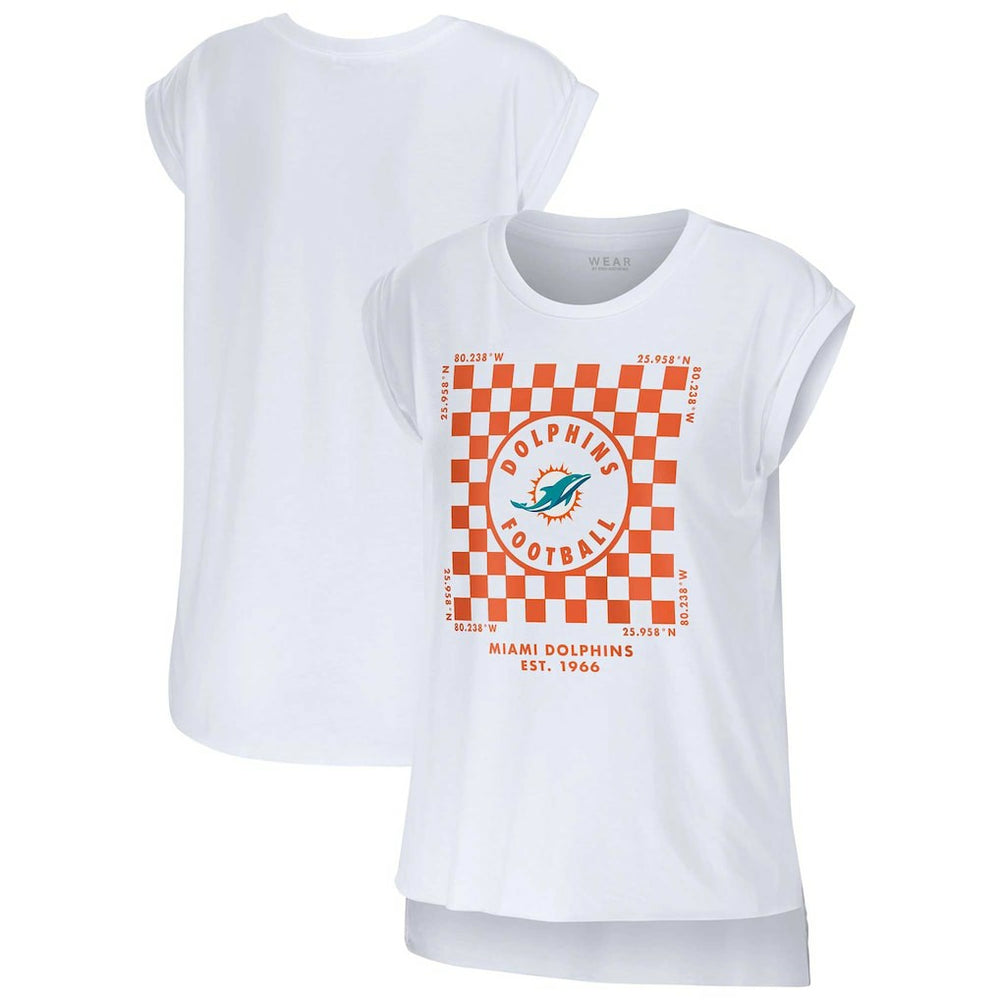 NFL Miami Dolphins WEAR by Erin Andrews Women's Checker Muscle Tank Top