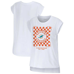 NFL Miami Dolphins WEAR by Erin Andrews Women's Checker Muscle Tank Top