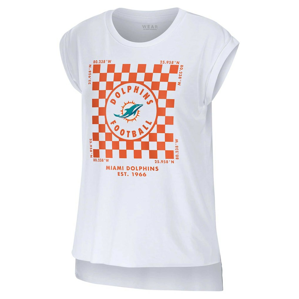 NFL Miami Dolphins WEAR by Erin Andrews Women's Checker Muscle Tank Top