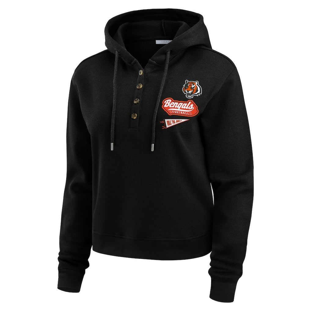 NFL Cincinnati Bengals WEAR by Erin Andrews Women's Waffle-Knit Pullover Hoodie