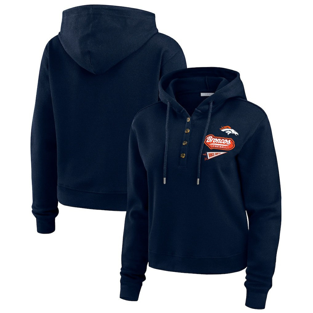 NFL Denver Broncos WEAR by Erin Andrews Women's Waffle-Knit Pullover Hoodie