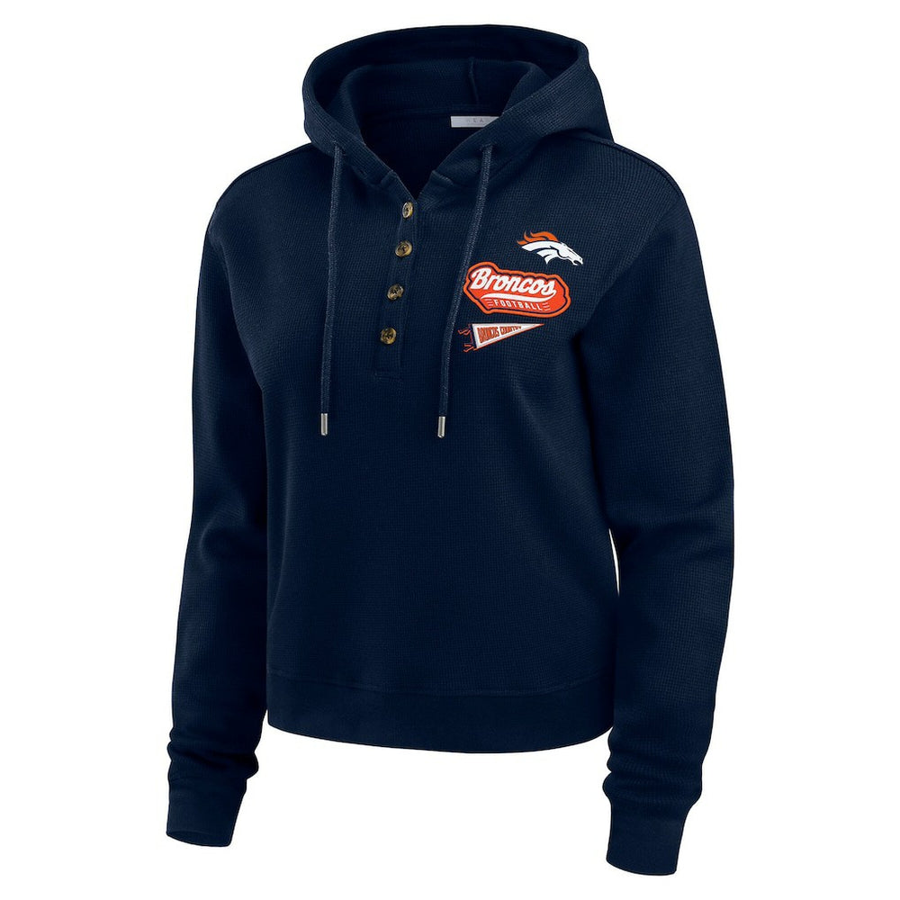 NFL Denver Broncos WEAR by Erin Andrews Women's Waffle-Knit Pullover Hoodie