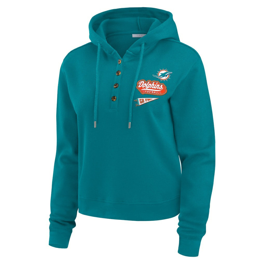 NFL Miami Dolphins WEAR by Erin Andrews Women's Waffle-Knit Pullover Hoodie
