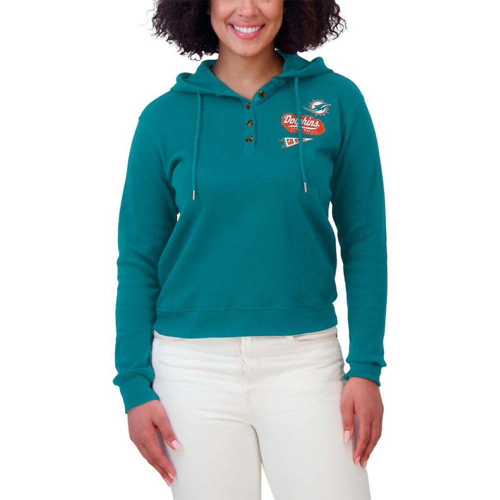 NFL Miami Dolphins WEAR by Erin Andrews Women's Waffle-Knit Pullover Hoodie