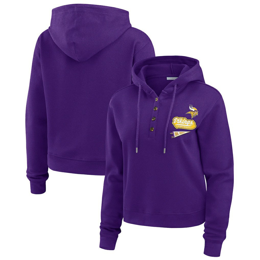 NFL Minnesota Vikings WEAR by Erin Andrews Women's Waffle-Knit Pullover Hoodie