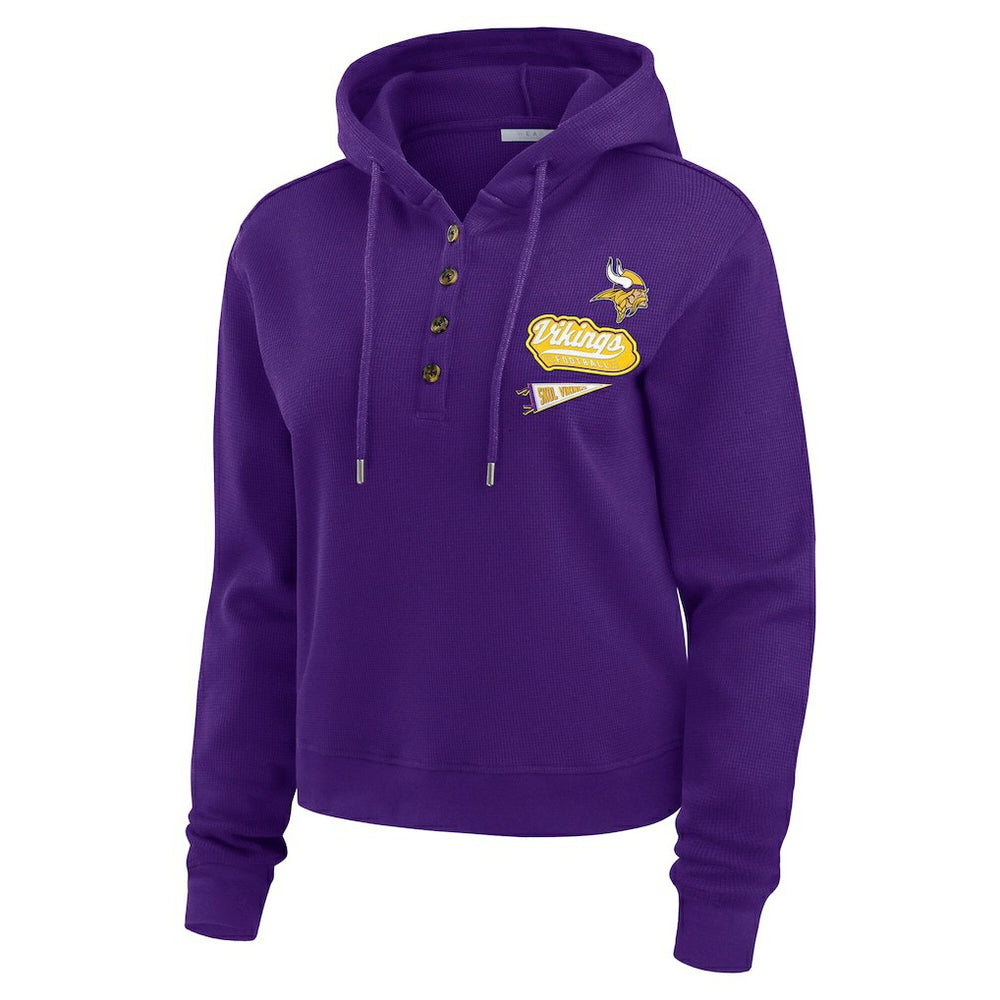 NFL Minnesota Vikings WEAR by Erin Andrews Women's Waffle-Knit Pullover Hoodie