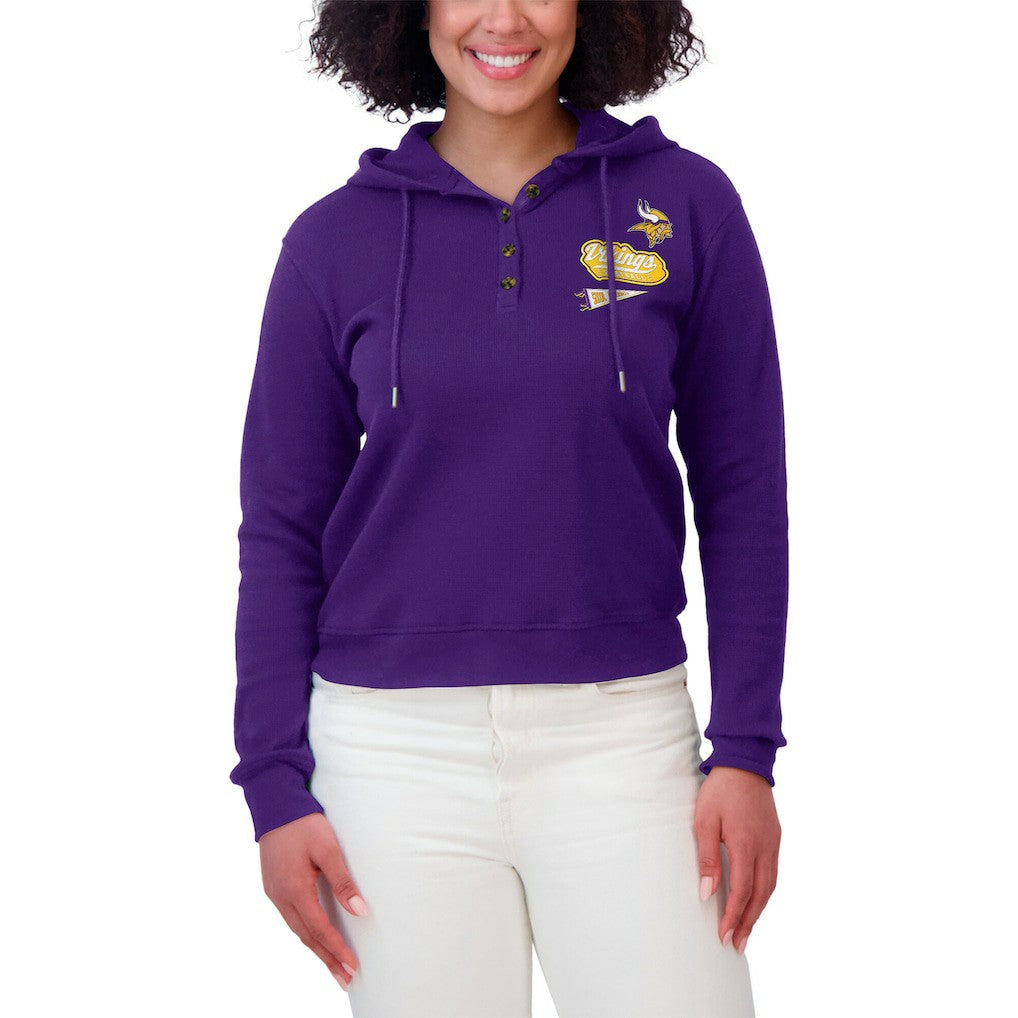 NFL Minnesota Vikings WEAR by Erin Andrews Women's Waffle-Knit Pullover Hoodie